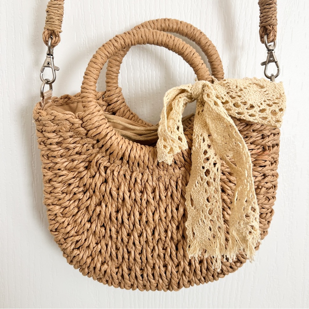 Rattan Bag with Long Removable Straps